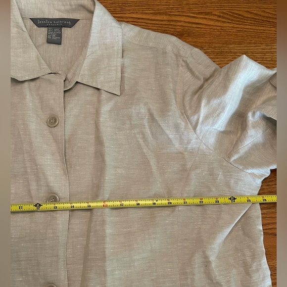 Jessica Holbrook Tan Shacket Shirt Jacket Linen Long Sleeve 2X - Picture 4 of 5